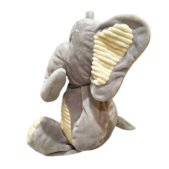 KellyToy Plush Elephant Rattle Floppy Gray Stuffed Animal Cream Ribbed Toy 18" - Picture 5 of 9